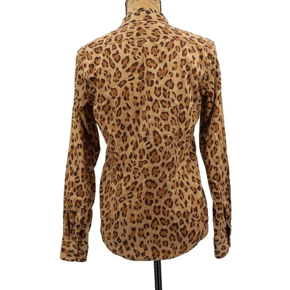 Lauren Ralph Lauren Shirt Women Small Petite Animal Print Button Up 100% Cotton - Picture 2 of 10